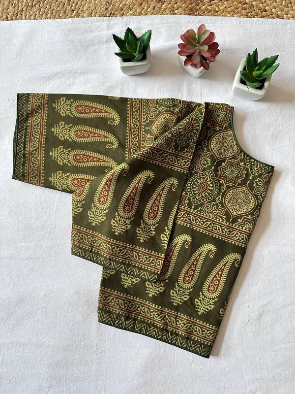 Pure_Cotton_Ready_made_Blouse_-_Mehndi_green_color