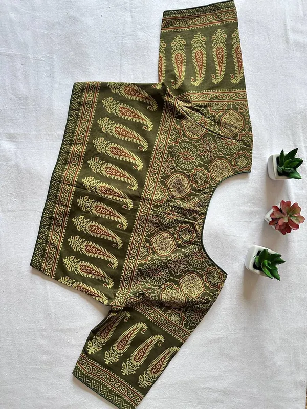 Pure_Cotton_Ready_made_Blouse_-_Mehndi_green_color