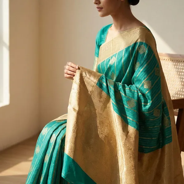Jewel_Emerald_Green_With_Rich_Gold_Zari_Pure_Kanjivaram_Soft_Silk_Saree_With_Blouse