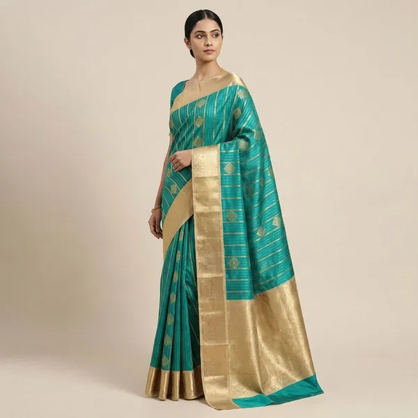 Jewel_Emerald_Green_With_Rich_Gold_Zari_Pure_Kanjivaram_Soft_Silk_Saree_With_Blouse