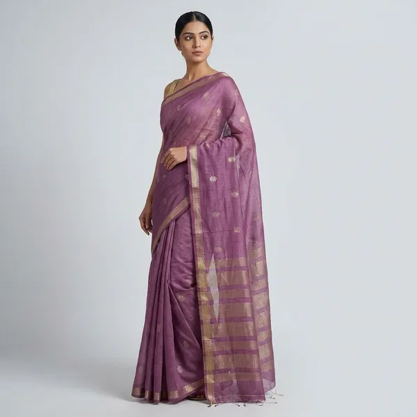 Lilac_Body_With_Minimal_Antique_Gold_Zari_Border_Fancy_Soft_Silk_Saree_With_Blouse