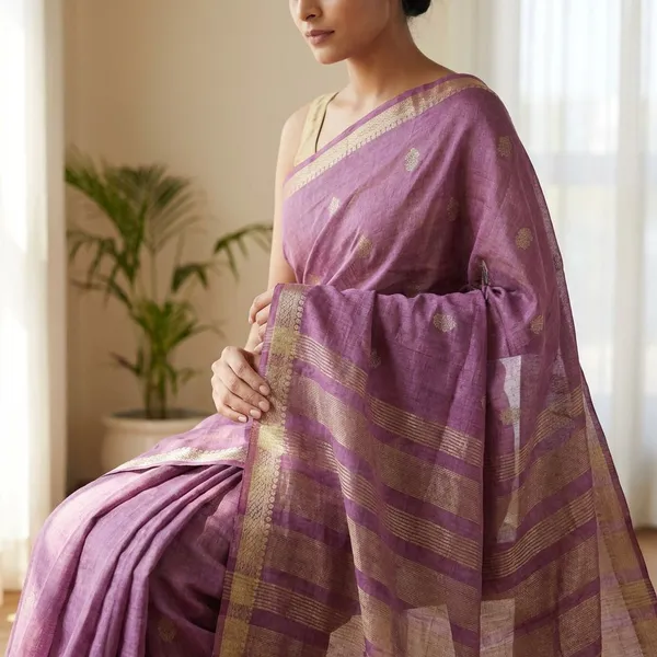Lilac_Body_With_Minimal_Antique_Gold_Zari_Border_Fancy_Soft_Silk_Saree_With_Blouse