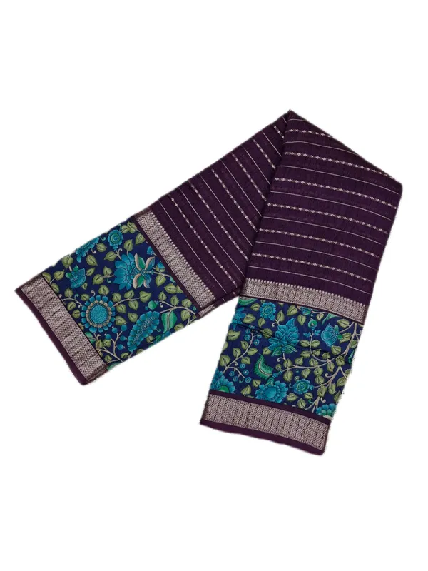 Fancy__Soft_Silk_Saree_with_Blouse_-_Aubergine_silk_with_all-over_zari_butis_with_Ornate_zari_border_with_geometric_detailing