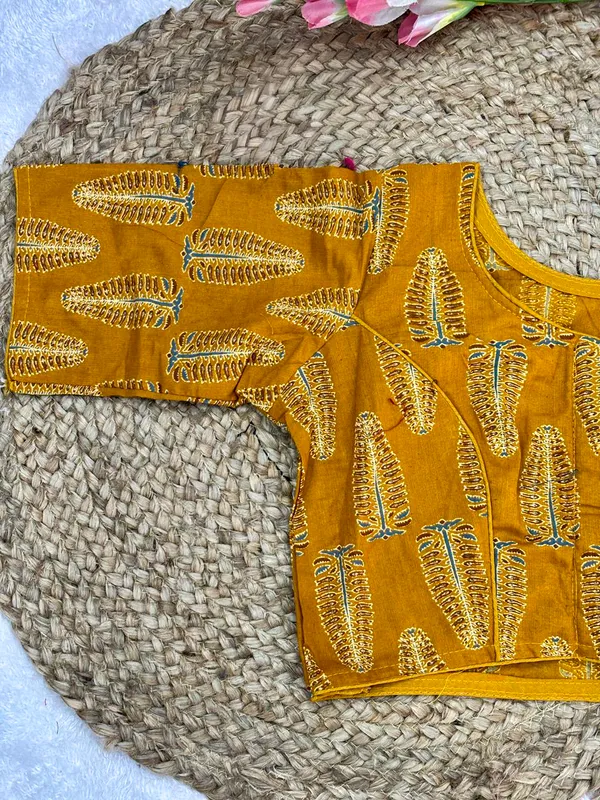 Pure_Cotton_Ready_made_Blouse_-_Yellow_color