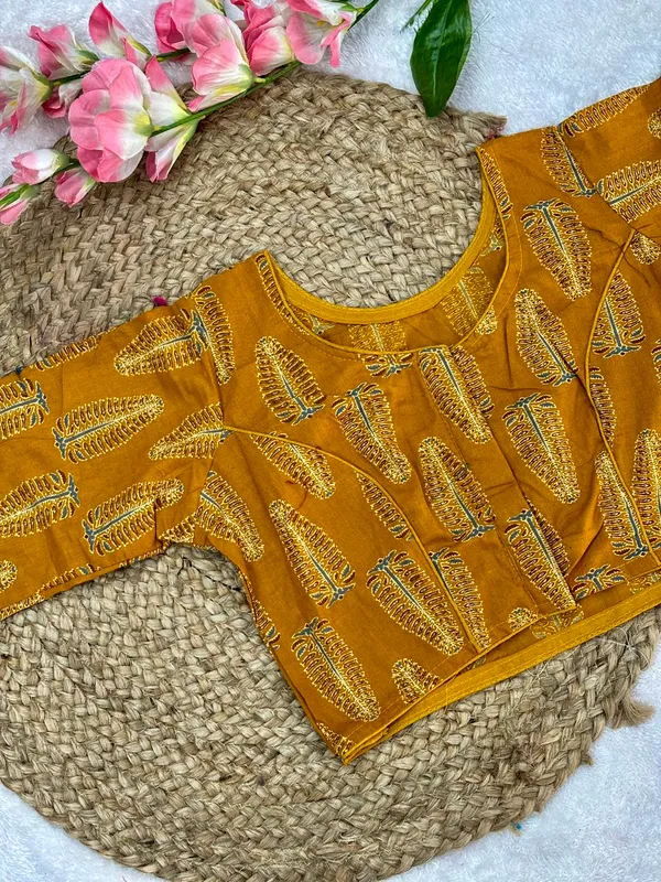 Pure_Cotton_Ready_made_Blouse_-_Yellow_color