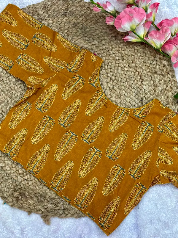 Pure_Cotton_Ready_made_Blouse_-_Yellow_color
