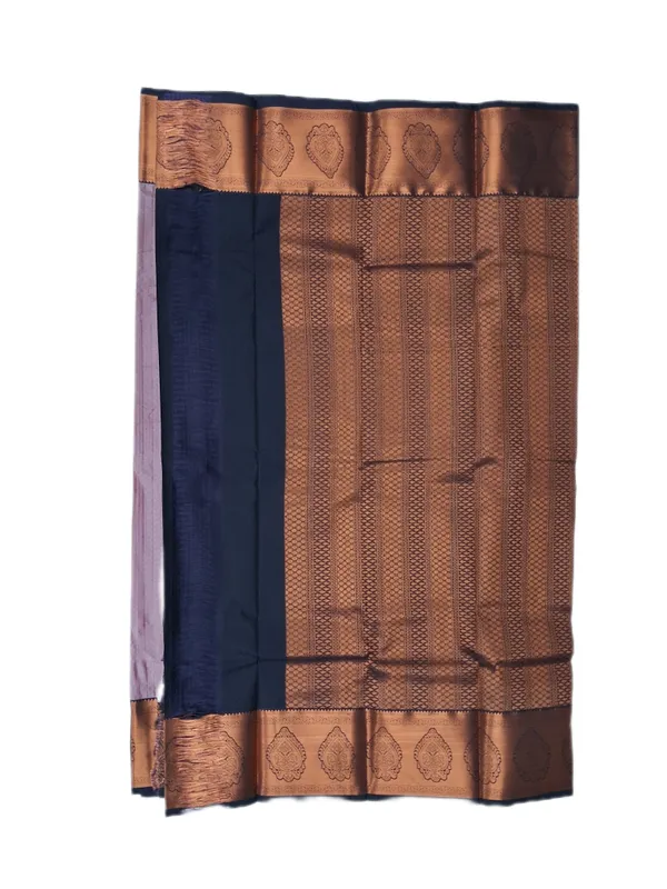 Pink_Lavender_With_Antique_Copper_Zari_And_Deep_Contrast_Accents_Pure_Soft_Silk_Saree_With_Blouse