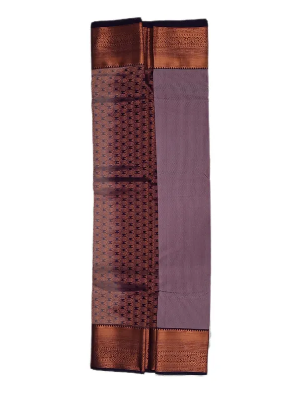 Pink_Lavender_With_Antique_Copper_Zari_And_Deep_Contrast_Accents_Pure_Soft_Silk_Saree_With_Blouse