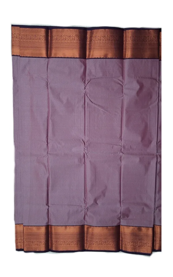 Pink_Lavender_With_Antique_Copper_Zari_And_Deep_Contrast_Accents_Pure_Soft_Silk_Saree_With_Blouse