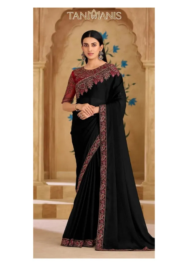Fancy_Tissue_georgette_Saree_with_Blouse_-_Classic_jet_black_saree_with_deep_wine_red_embroidered_border