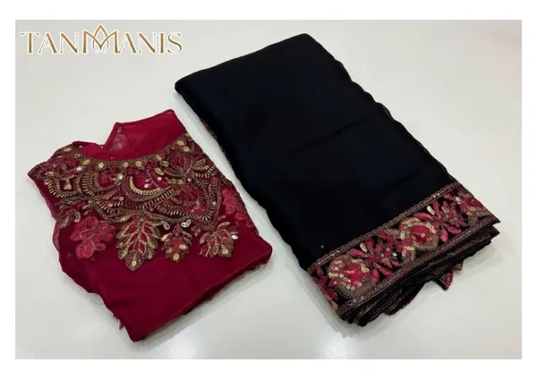 Fancy_Tissue_georgette_Saree_with_Blouse_-_Classic_jet_black_saree_with_deep_wine_red_embroidered_border