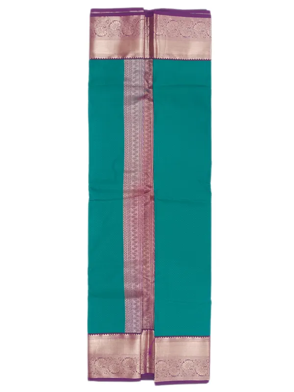 Jewel_Toned_Teal_Royal_Violet_With_Antique_Gold_Zari_Floral_Pure_Kanjivaram_Soft_Silk_Saree_With_Blouse