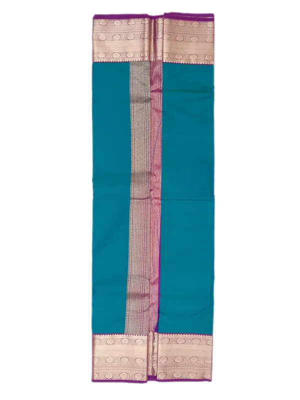 Jewel_Teal_Body_With_Contrast_Rani_Pink_Pure_Kanjivaram_Soft_Silk_Saree_With_Blouse