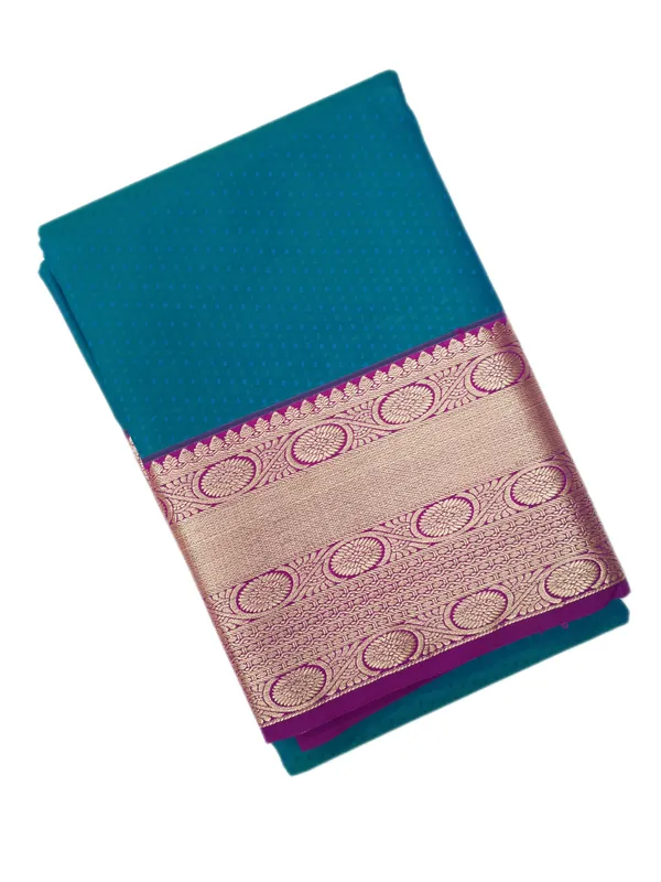 Jewel_Teal_Body_With_Contrast_Rani_Pink_Pure_Kanjivaram_Soft_Silk_Saree_With_Blouse