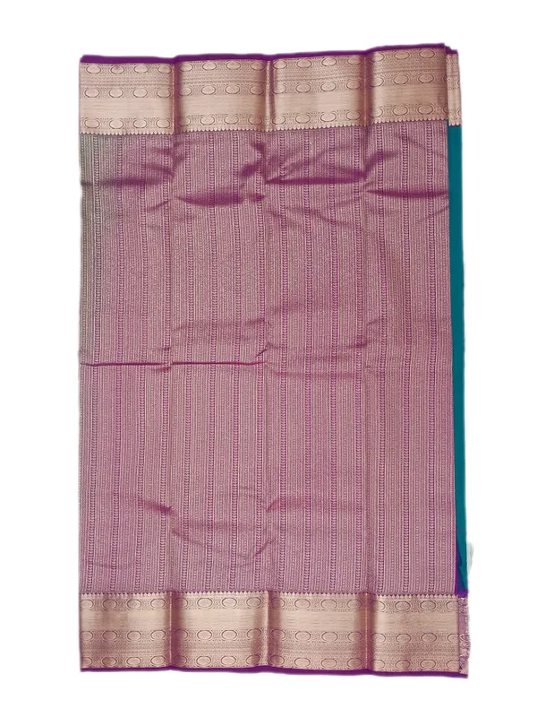Jewel_Teal_Body_With_Contrast_Rani_Pink_Pure_Kanjivaram_Soft_Silk_Saree_With_Blouse