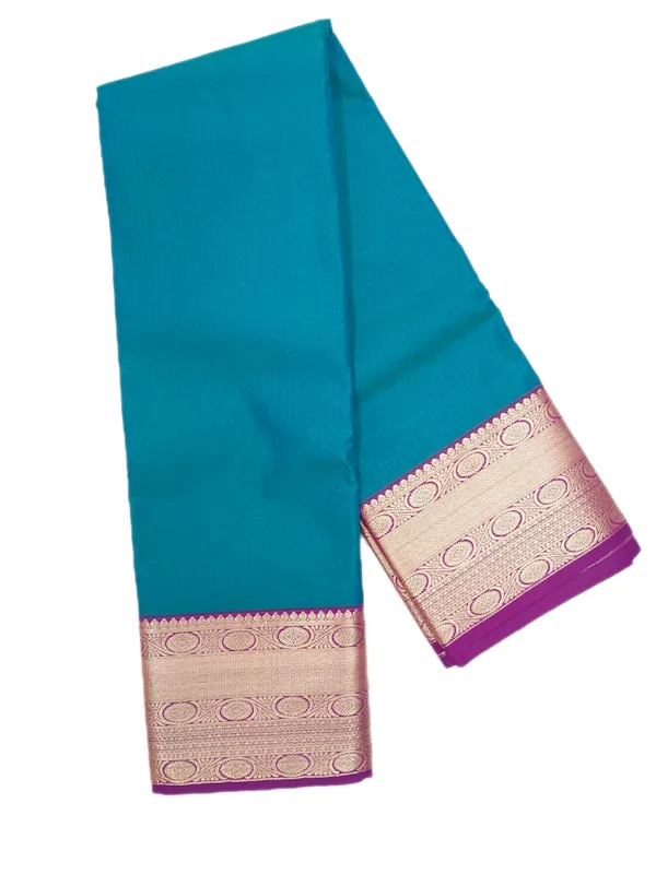 Jewel_Teal_Body_With_Contrast_Rani_Pink_Pure_Kanjivaram_Soft_Silk_Saree_With_Blouse