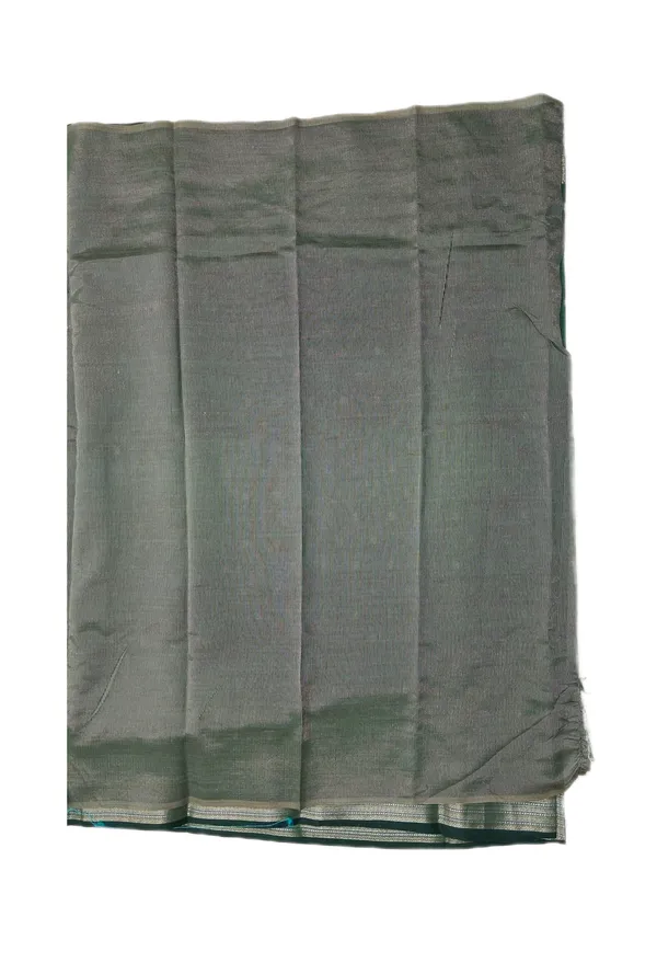 Deep_Forest_Green_With_Small_Silver_And_Gold_Zari_Buttas_Along_With_Antique_Silver_And_Gold_Zari_Border_Fancy_Soft_Silk_Saree_With_Blouse