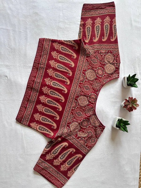 Pure_Cotton_Ready_made_Blouse_-_Maroon_color