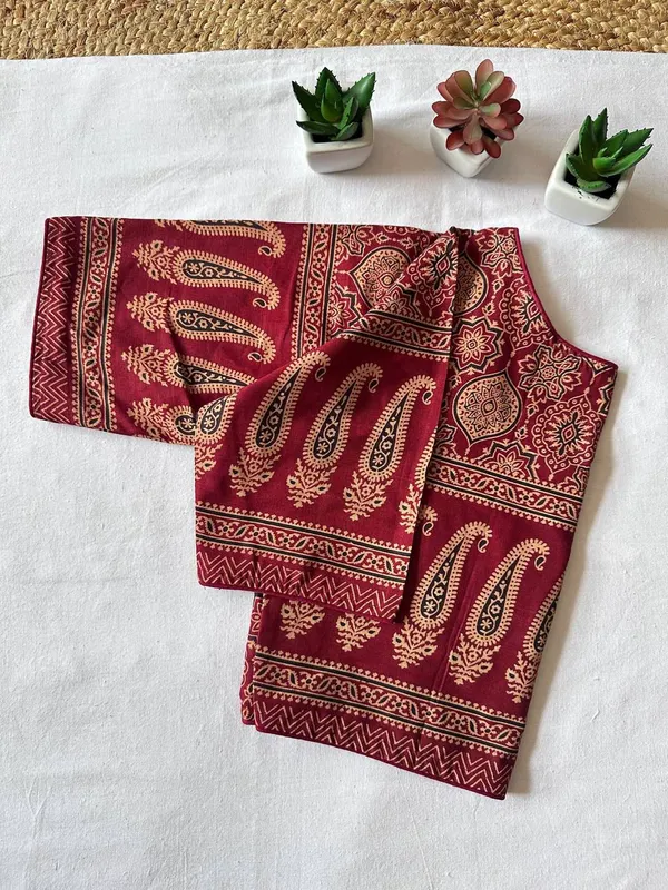 Pure_Cotton_Ready_made_Blouse_-_Maroon_color