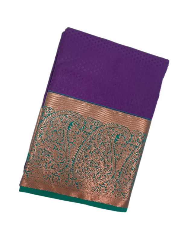 Royal_Purple_With_Antique_Copper_And_Teal_Accents_Pure_Soft_Silk_Saree_With_Blouse