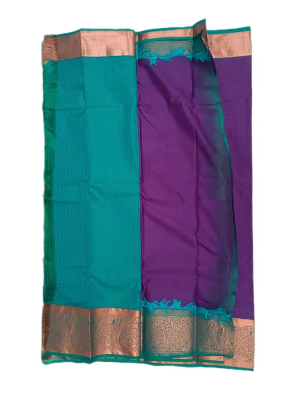 Royal_Purple_With_Antique_Copper_And_Teal_Accents_Pure_Soft_Silk_Saree_With_Blouse