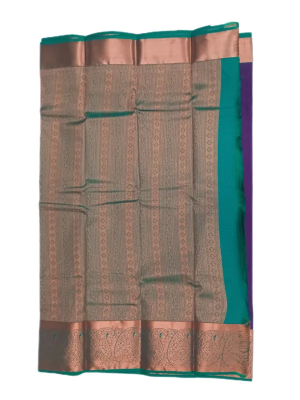 Royal_Purple_With_Antique_Copper_And_Teal_Accents_Pure_Soft_Silk_Saree_With_Blouse