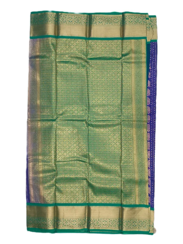 Royal_Cobalt_Blue_With_Contrast_Emerald_Green_Pure_Kanjivaram_Soft_Silk_Saree_With_Blouse