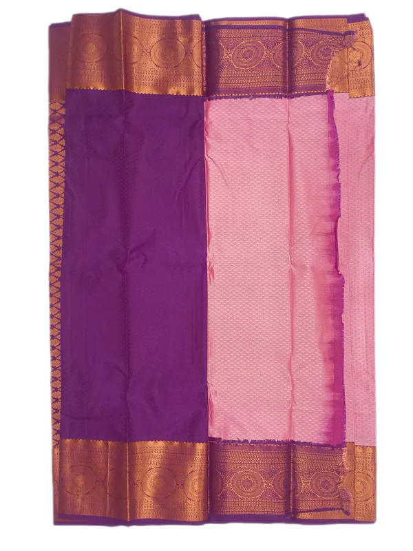 Blush_Pink_With_Royal_Amethyst_Border_Pure_Kanjivaram_Soft_Silk_Saree_With_Blouse