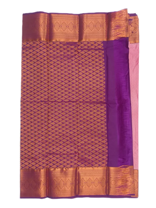Blush_Pink_With_Royal_Amethyst_Border_Pure_Kanjivaram_Soft_Silk_Saree_With_Blouse