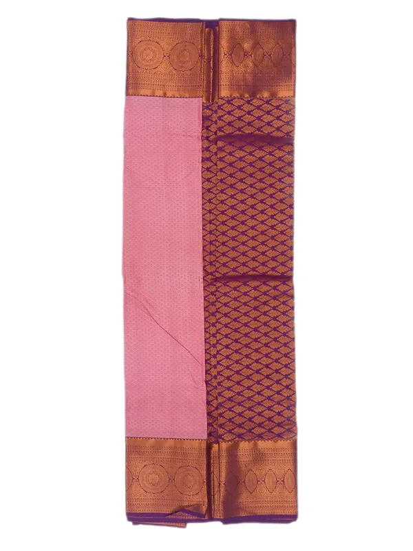Blush_Pink_With_Royal_Amethyst_Border_Pure_Kanjivaram_Soft_Silk_Saree_With_Blouse