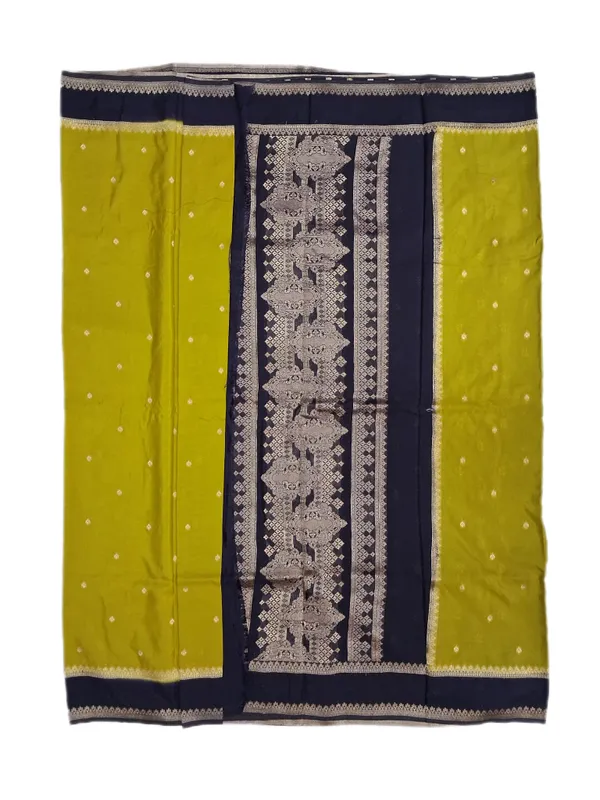 Olive_Green_Chartreuse_Green_With_Midnight_Purple_Silk_Border_Fancy_Soft_Silk_Saree_With_Blouse