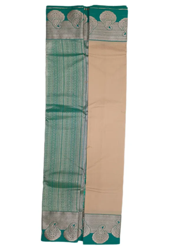 Soft_Ivory_With_Emerald_Green_Border_Pure_Kanjivaram_Soft_Silk_Saree_With_Blouse