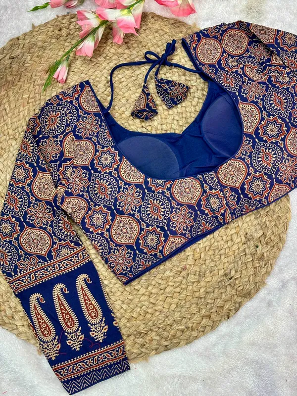 Pure_Cotton_Ready_made_Blouse_-_Navy_blue_color