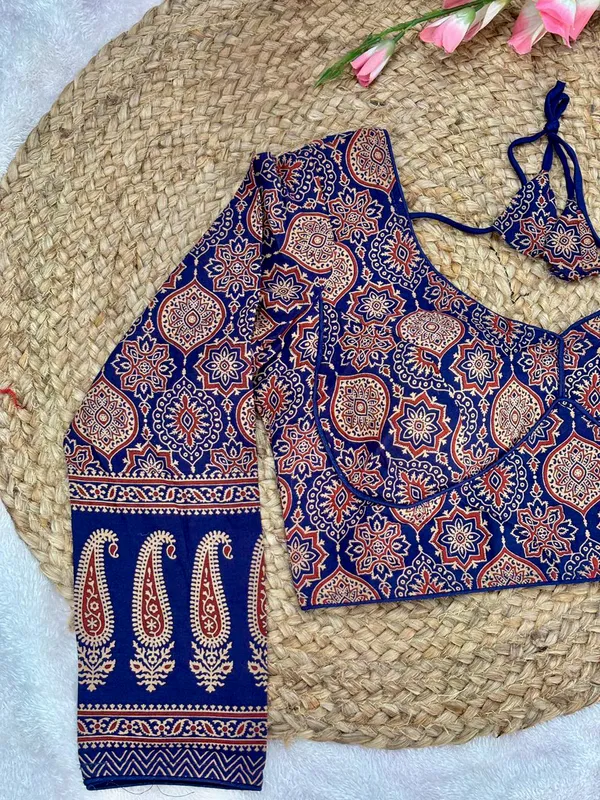 Pure_Cotton_Ready_made_Blouse_-_Navy_blue_color