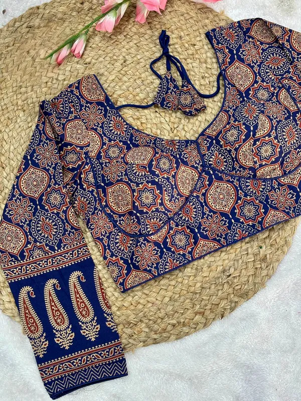 Pure_Cotton_Ready_made_Blouse_-_Navy_blue_color