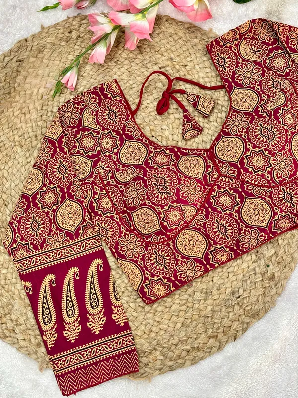 Pure_Cotton_Ready_made_Blouse_-_Red_color