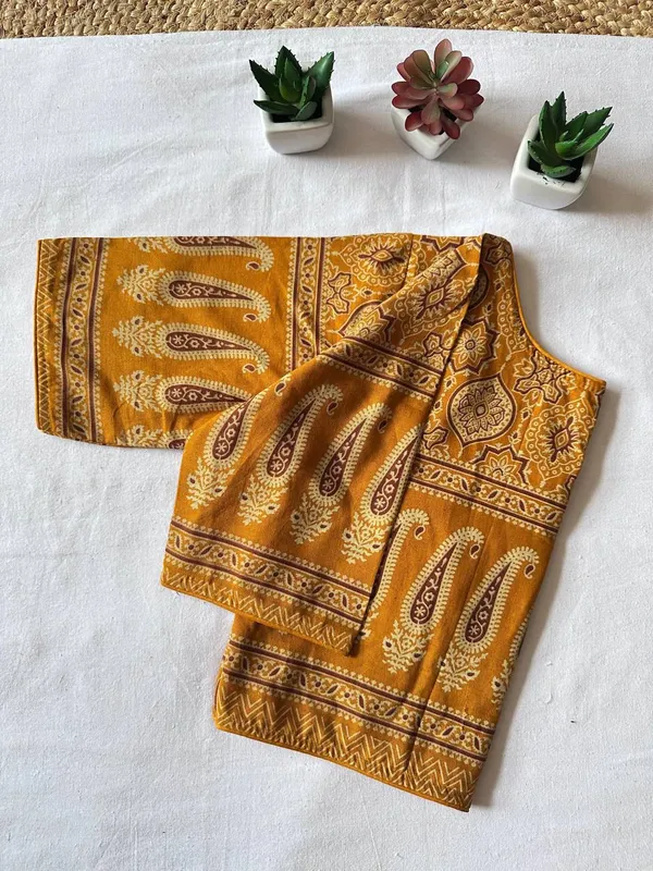 Pure_Cotton_Ready_made_Blouse_-_Yellow_color