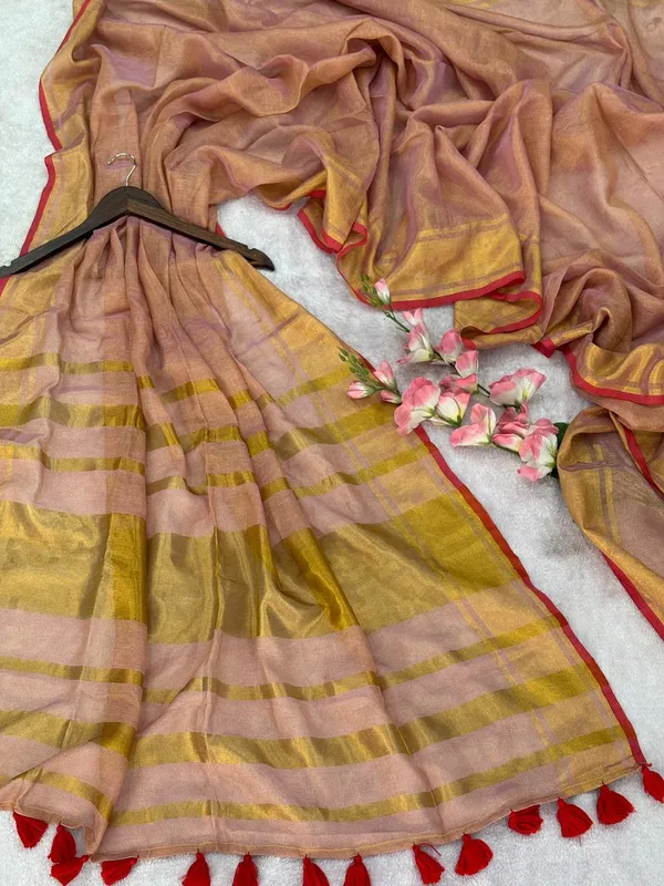 Tissue_crush_linen_silk_saree_-_Baby_pink_colour_with_golden_zari_work