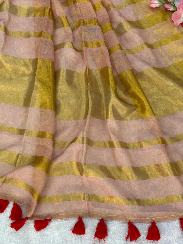 Tissue_crush_linen_silk_saree_-_Baby_pink_colour_with_golden_zari_work