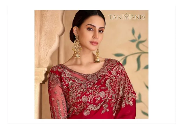 Fancy_Tissue_georgette_Saree_with_Blouse_-_Regal_Crimson_Red