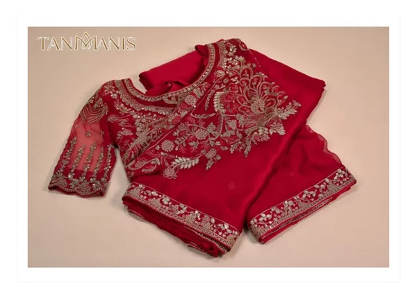 Fancy_Tissue_georgette_Saree_with_Blouse_-_Regal_Crimson_Red