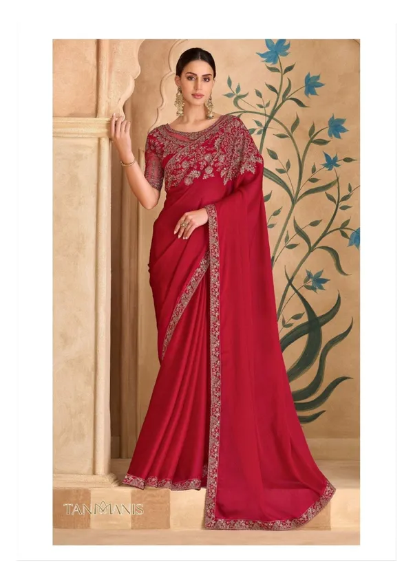 Fancy_Tissue_georgette_Saree_with_Blouse_-_Regal_Crimson_Red