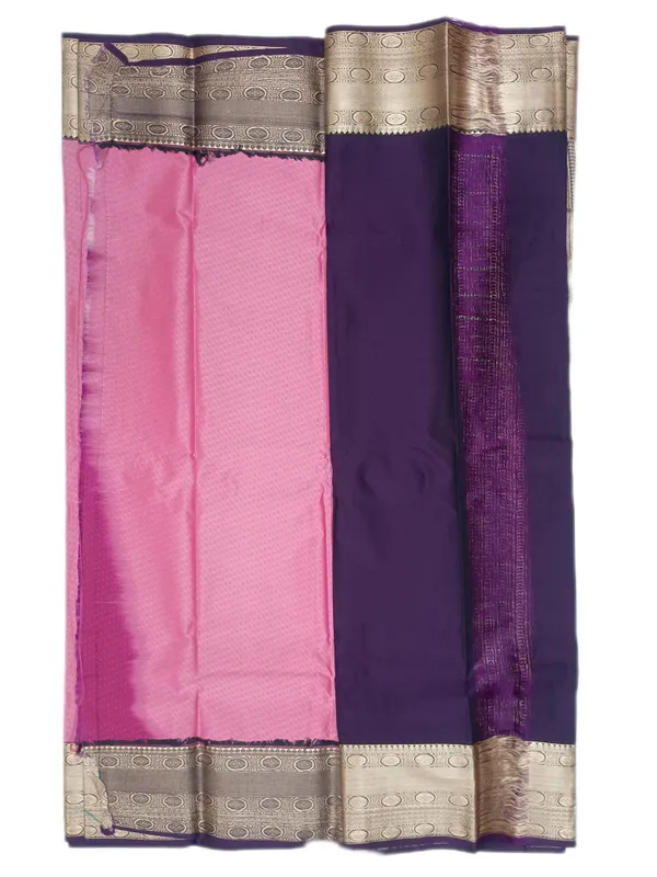 Blush_Pink_With_Royal_Plum_Border_Pure_Kanjivaram_Soft_Silk_Saree_With_Blouse