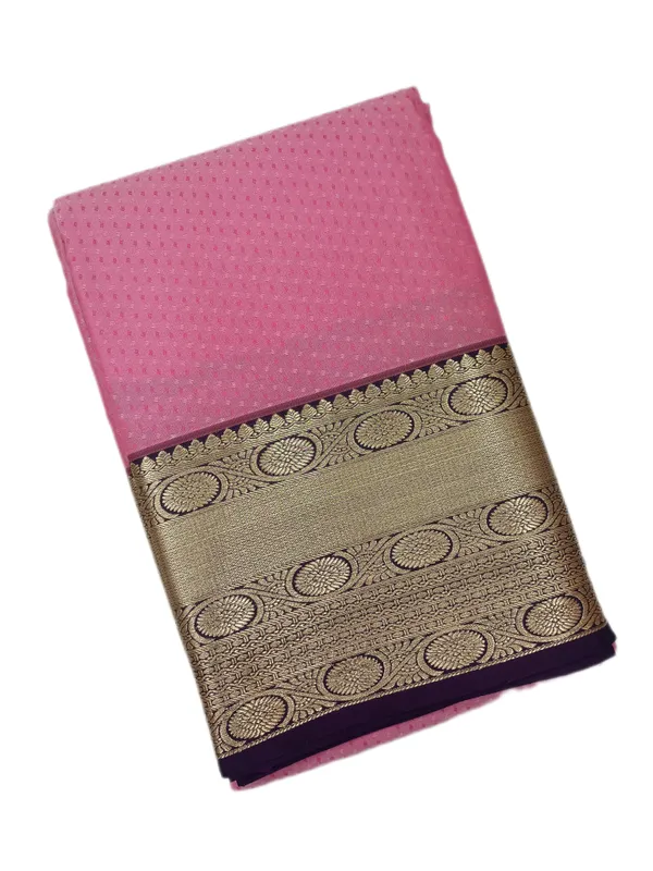 Blush_Pink_With_Royal_Plum_Border_Pure_Kanjivaram_Soft_Silk_Saree_With_Blouse