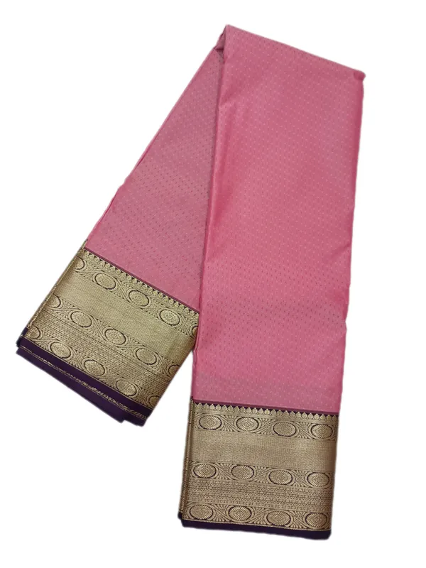 Blush_Pink_With_Royal_Plum_Border_Pure_Kanjivaram_Soft_Silk_Saree_With_Blouse