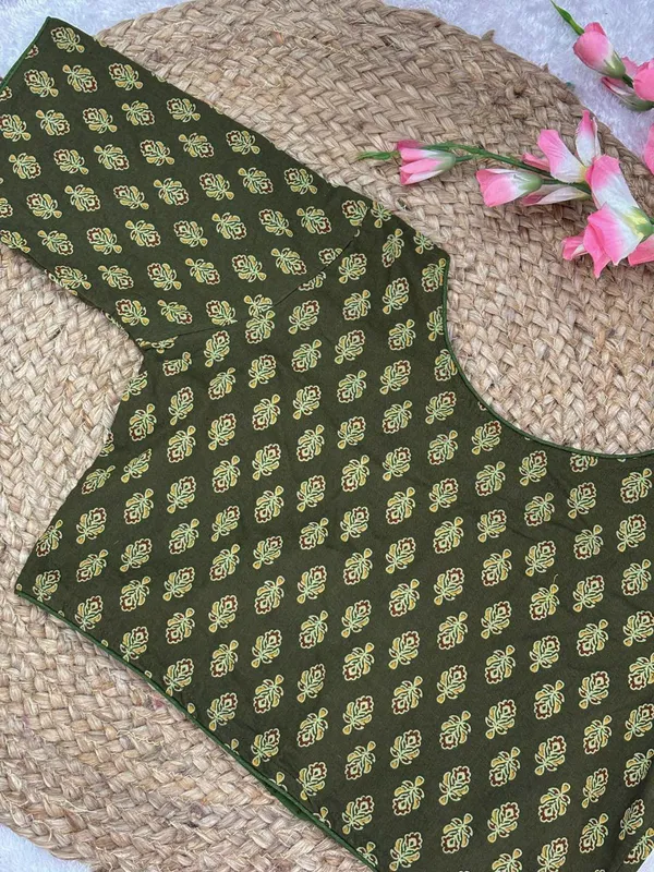 Pure_Cotton_Ready_made_Blouse_-_Mehndi_green_color