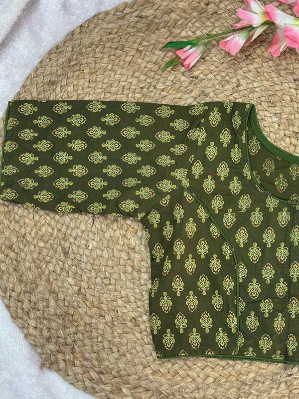 Pure_Cotton_Ready_made_Blouse_-_Mehndi_green_color
