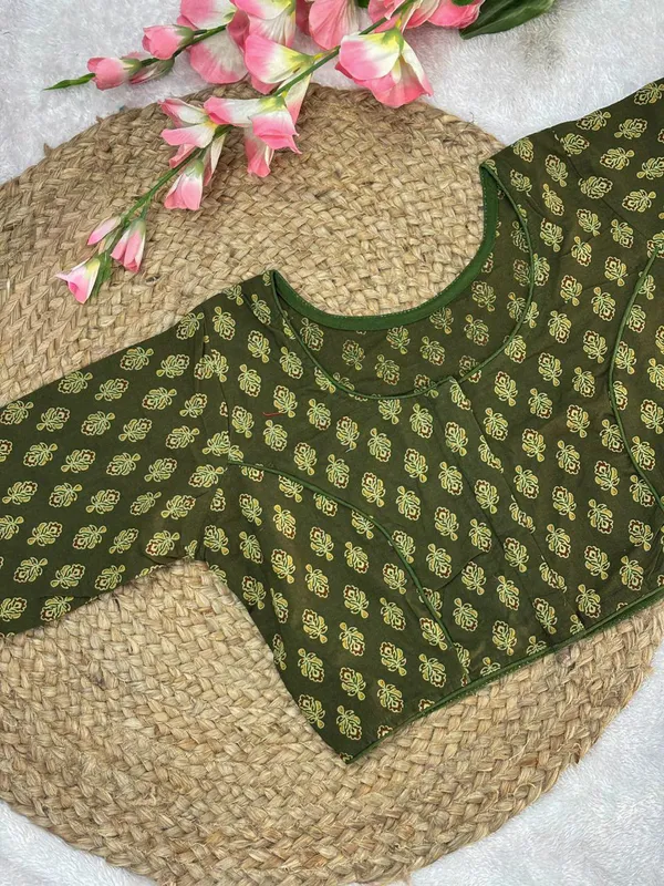 Pure_Cotton_Ready_made_Blouse_-_Mehndi_green_color