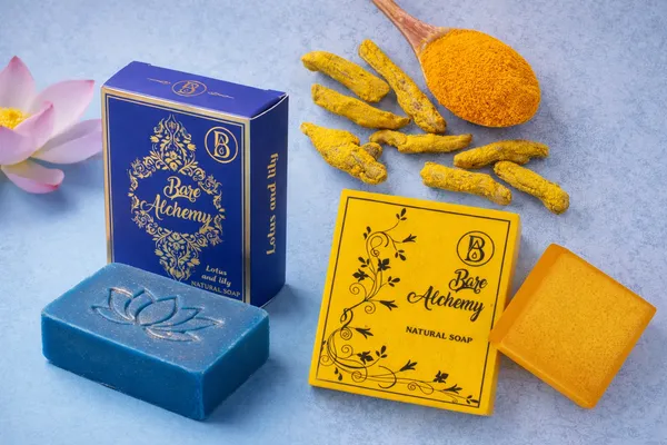 Combo_Of_2_Bare_Alchemy_Turmeric_Natural_Soap_And_Lotus_And_Lily_Natural_Soap