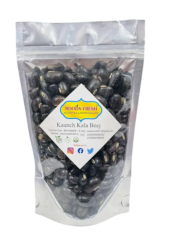 Roods_Fresh_Beej_Kaunch_Kala_-_Mucuna_Pruriens_-_Black_Kaunch_Seeds_-_Cowhage_(300_G)